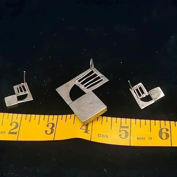Sterling Silver studio modernist Earrings and pendant set. - Picture 4 of 4